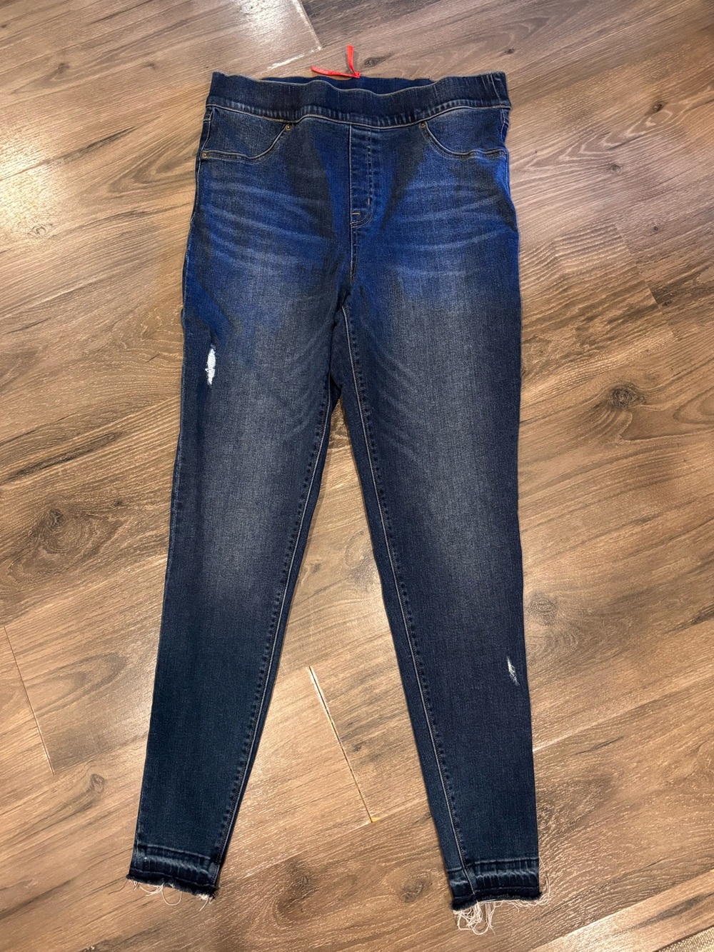 SPANX Dark Indigo Women's Jeggings with Faded Whiskering